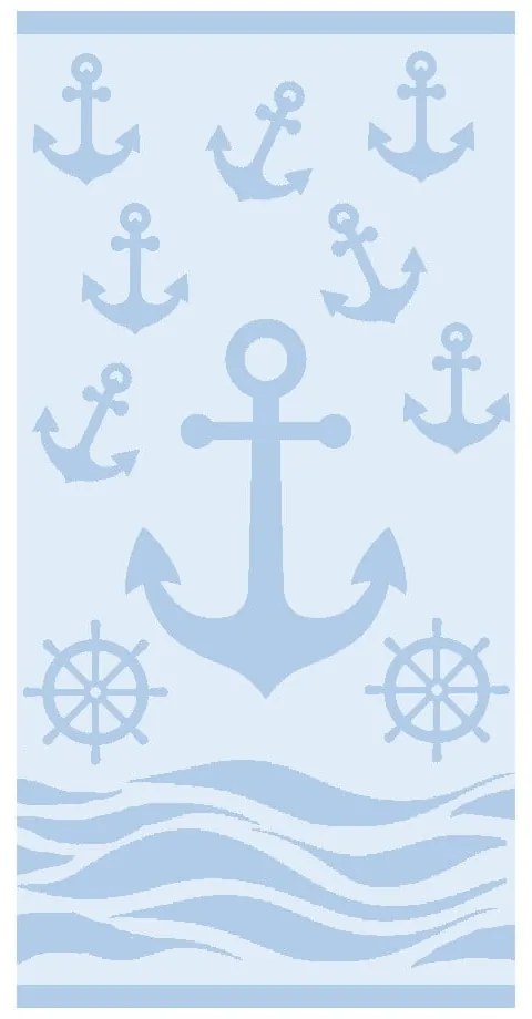 Светлосиня памучна плажна кърпа от тери 70x140 cm Anchor – B.E.S.