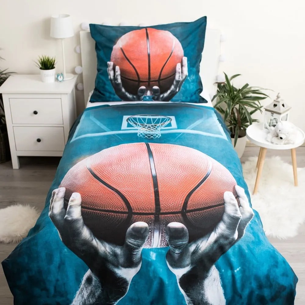 Единично памучно детско спално бельо 140x200 cm Basketball – Jerry Fabrics