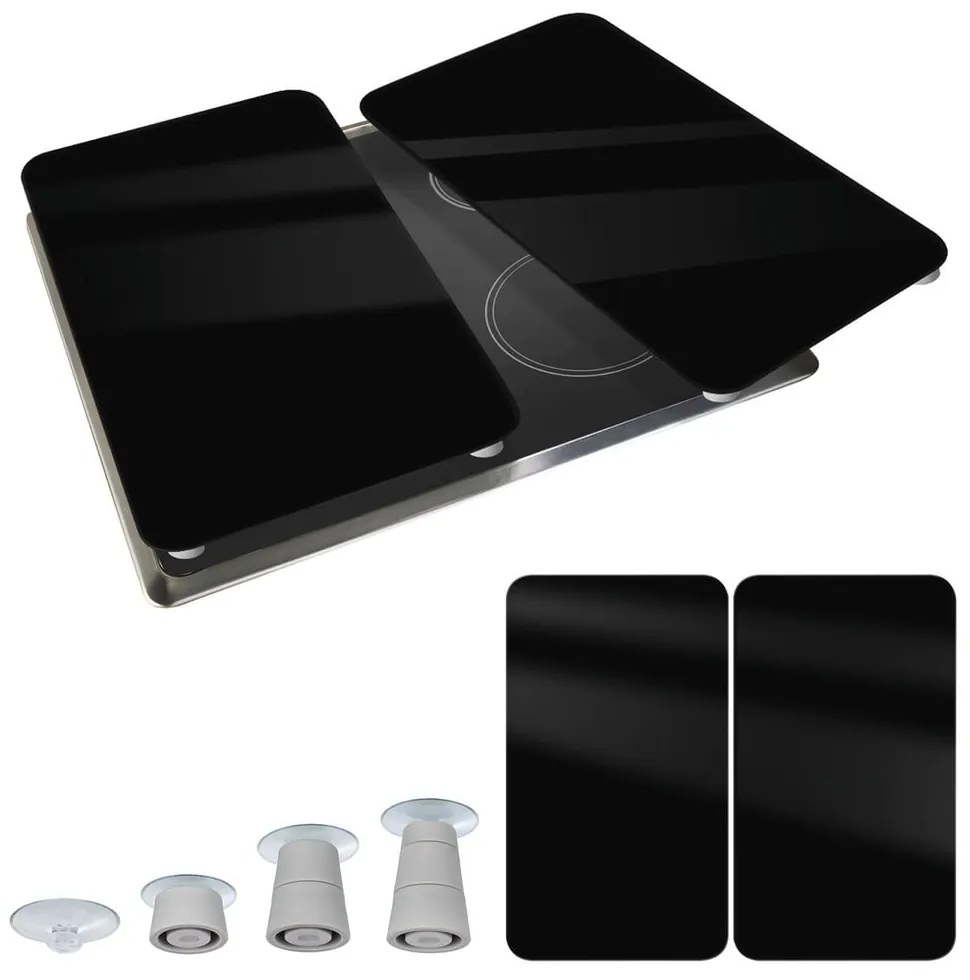 Комплект от 2 стъклени капака за печка Universal black - Wenko