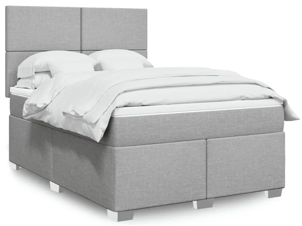 3292832 vidaXL Боксспринг легло с матрак, светлосиво, 160x200 см, плат