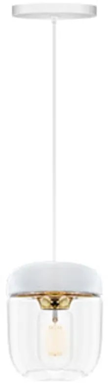 Бял абажур с цокъл Acorn в златист цвят, ⌀ 14 cm - UMAGE