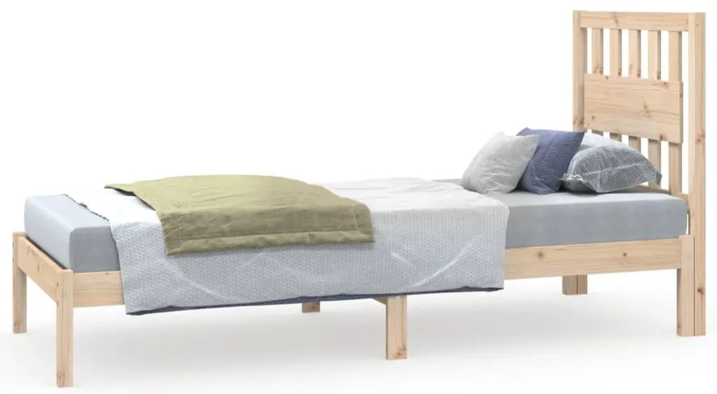 3103893 vidaXL Рамка за легло, масивно дърво бор, 75x190 см, Small Single