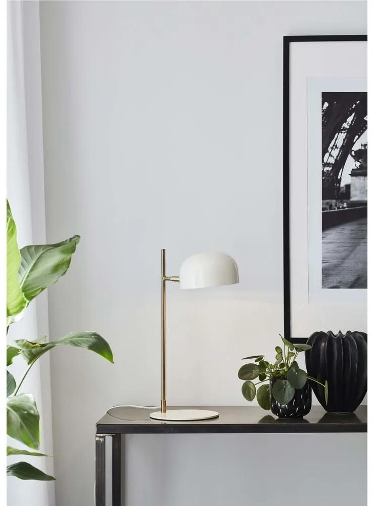 Бяла настолна лампа със стойка от мед Pose - Markslöjd