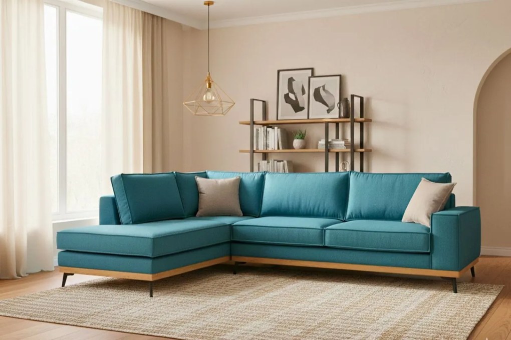 Ъглов диван Pedro-Petrol-Left