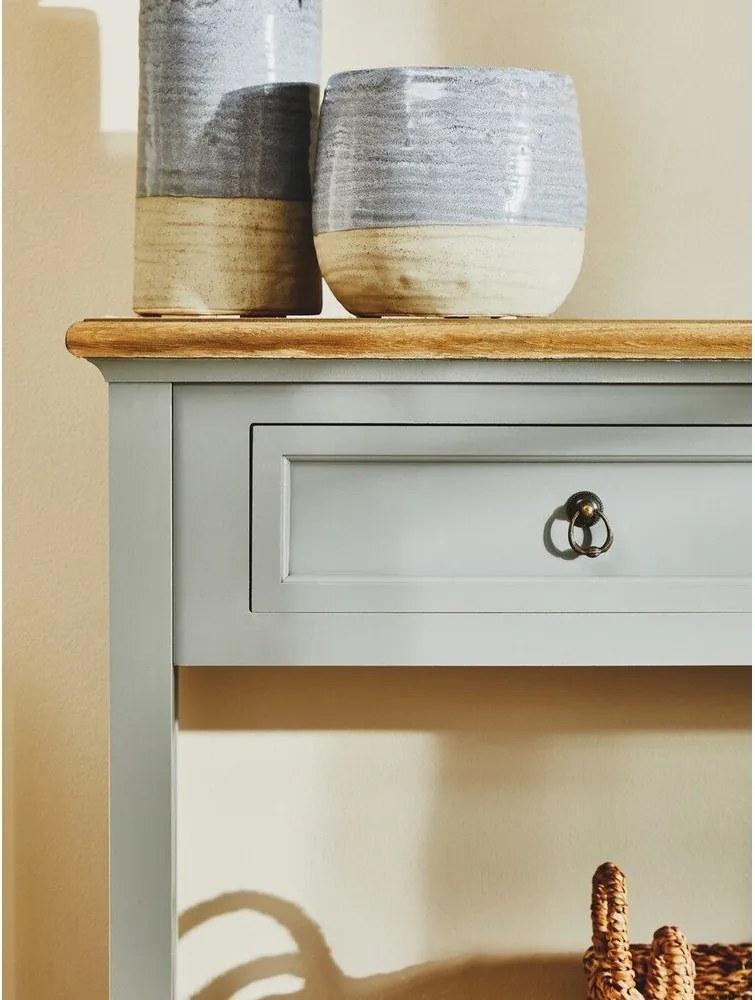 Сива конзолна маса от масивна Пауловния 34,5x99 cm Henley – Premier Housewares