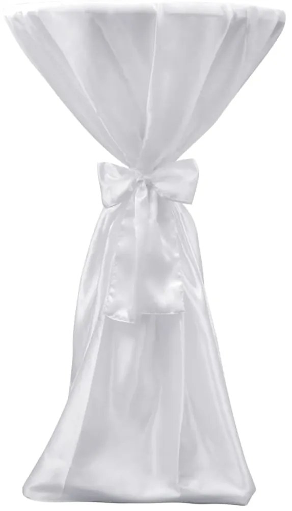 241188 vidaXL Покривки за маса с панделка, 70 см, бели – 2 броя