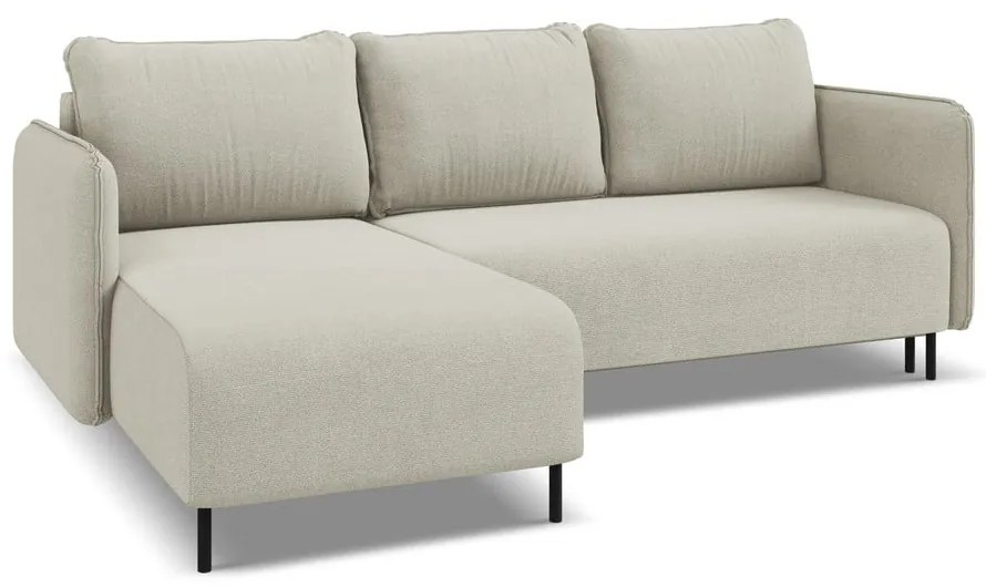 Бежов разтегателен ъглов диван с място за съхранение (ляв ъгъл) Luana – Makamii