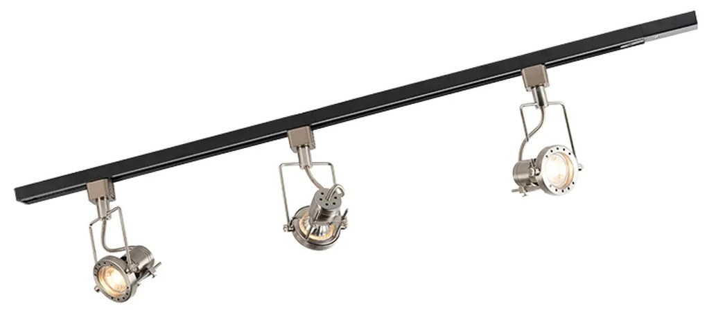 Интелигентна 1-фазова релса черна с стомана, включително 3 WiFi GU10 - Suplux