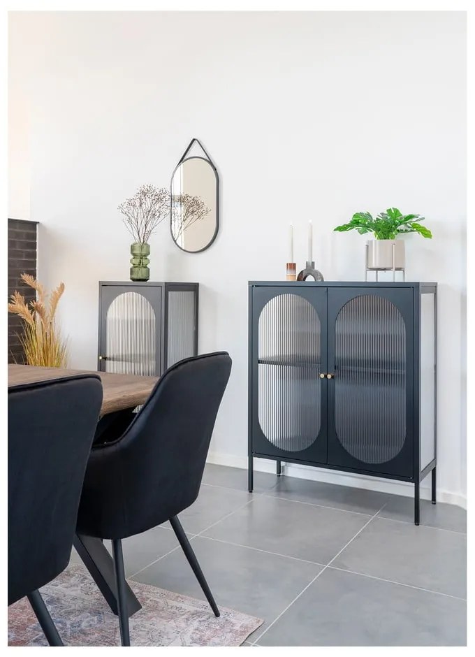 Черна метална витрина 90x110 cm Adelaide - House Nordic