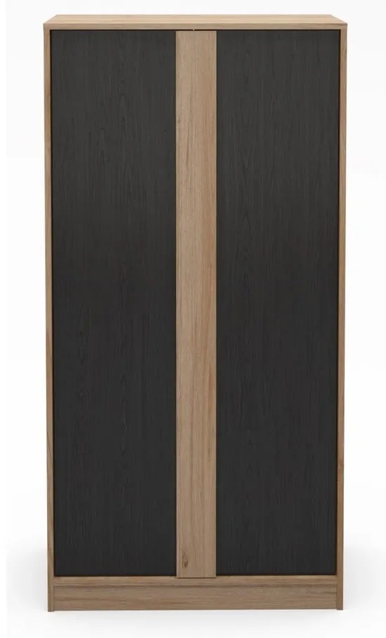 Черно-естествен гардероб от декор от дъб 90x180x53 cm Dennis – Marckeric