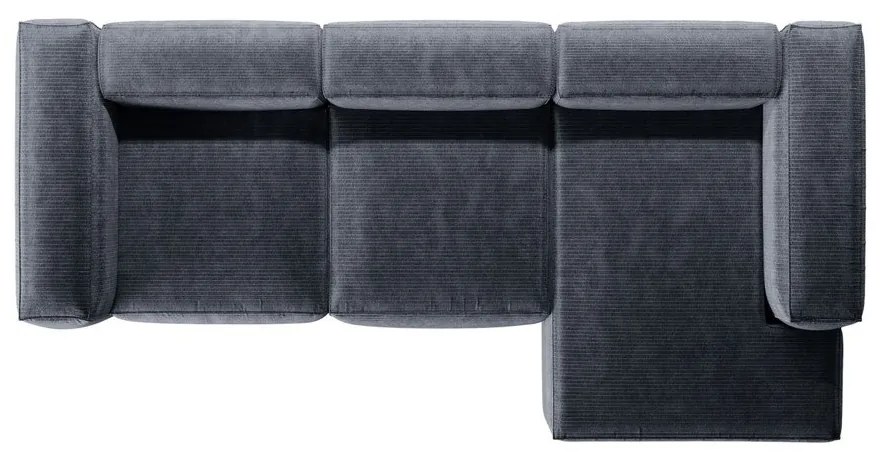 Сиво-син ъглов диван от рипсено кадифе (десен ъгъл) Bergamo – Cosmopolitan Design