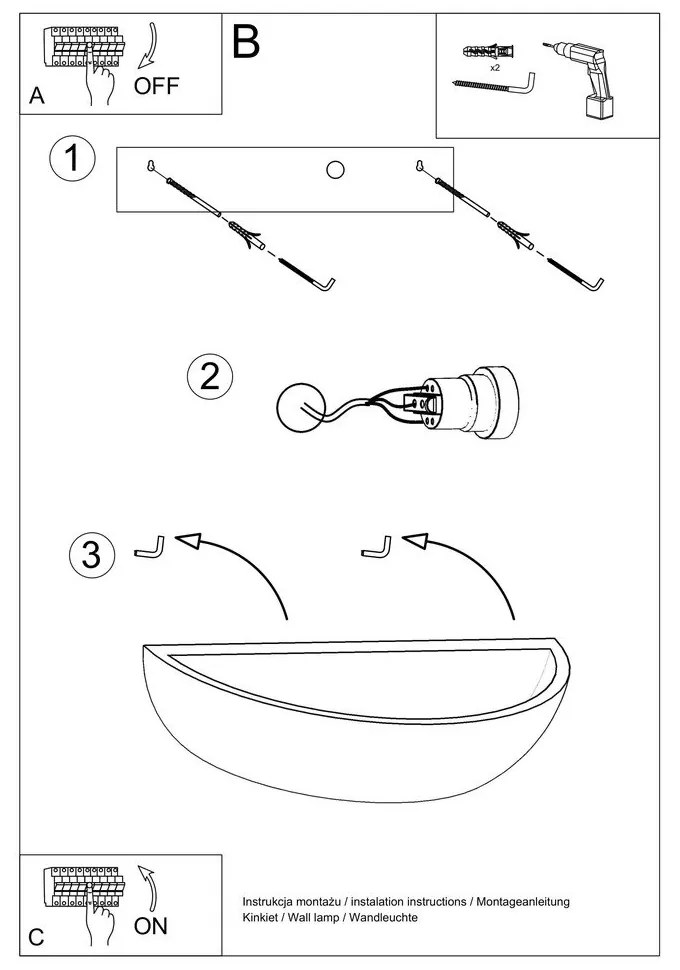 Керамична стенна лампа Arto - Sollux