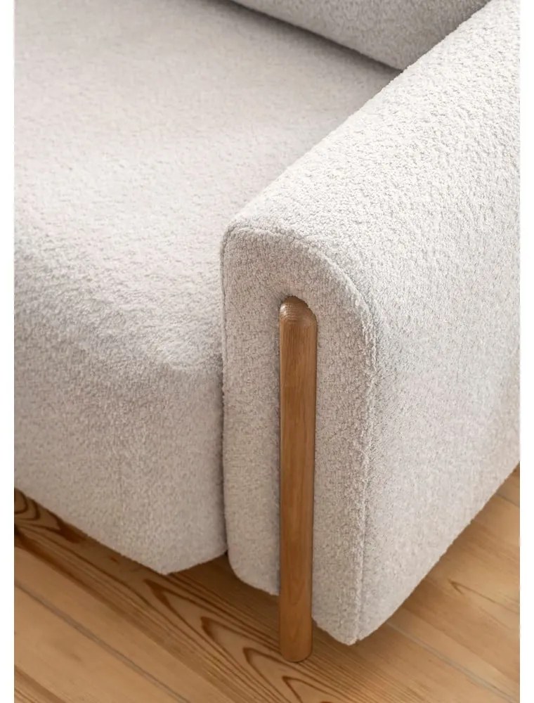 Бежов сгъваем/с място за съхранение диван от прежда с примки от букле 244 cm Arcadova – ELTAP