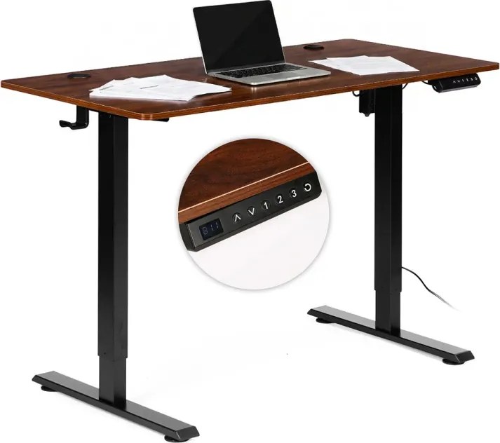 Електрическа работна маса с регулируема височина и черни крака - 120 x 60 cm Кафяво