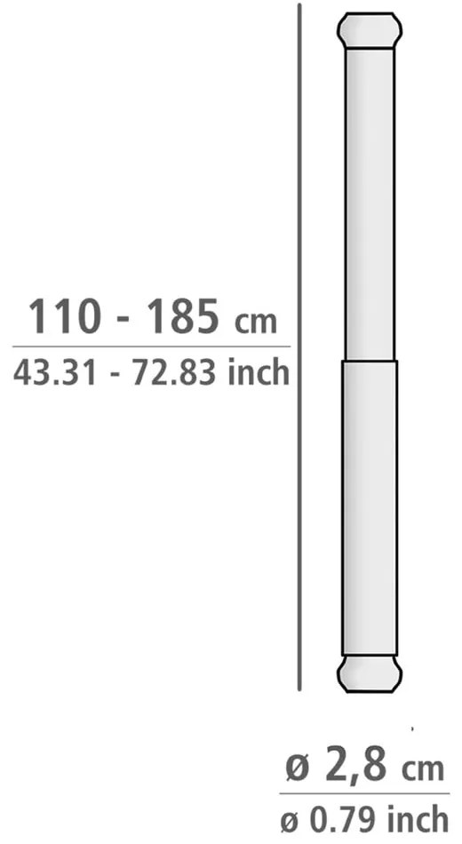 Телескопичен прът в сребристо за баня, дължина 110-185 см Luz - Wenko