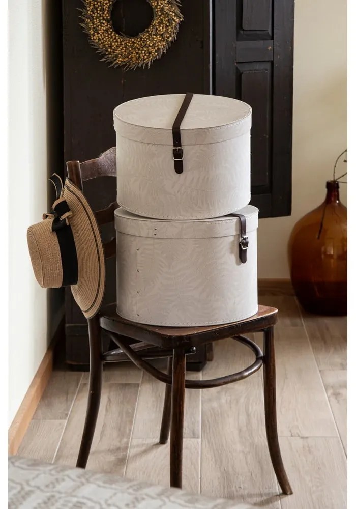 Кремави картонени кутии за съхранение в комплект 2 бр. с капаци ø 37,5x25,5 cm Rut Paper Laminate – Bigso