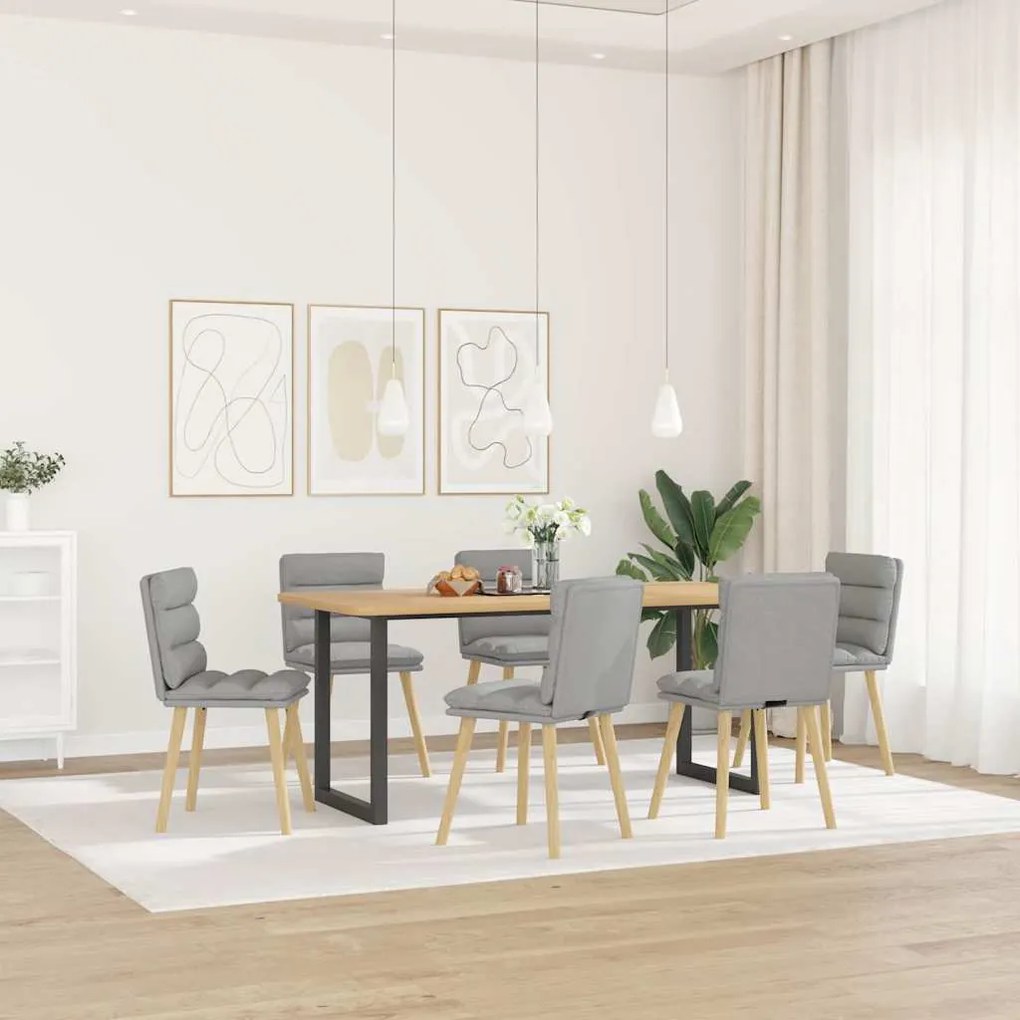 3315672 vidaXL Трапезни столове, 6 бр, облачно сиви, текстил