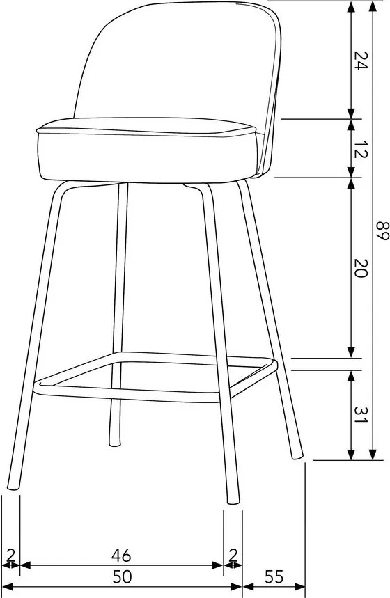 Кадифен бар стол в цвят горчица (височина на седалката 64 cm) Vogue – WOOOD