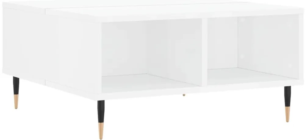 827030 vidaXL Кафе маса, бял гланц, 60x60x30 см, инженерно дърво