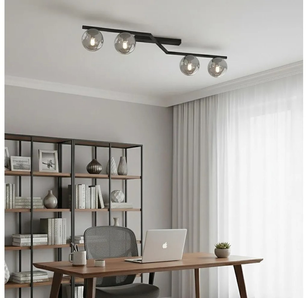 Плафониера NATON 4xE14/10W/230V черна/димна