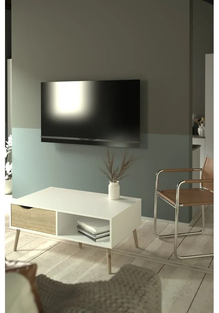 Бяла масичка за кафе , 99 x 60 cm Oslo - Tvilum