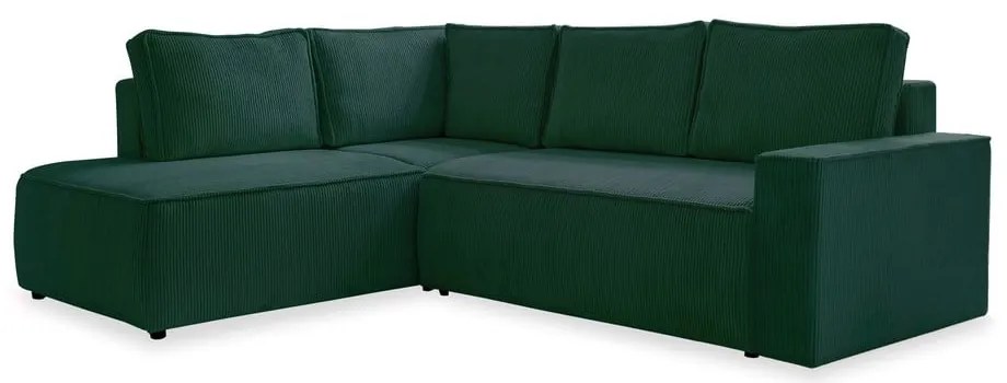 Тъмнозелен разтегателен ъглов диван от рипсено кадифе (ляв ъгъл) Brave Dave – Miuform