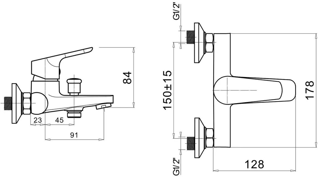 Стенен кран за баня с душ set Pyramis Tella