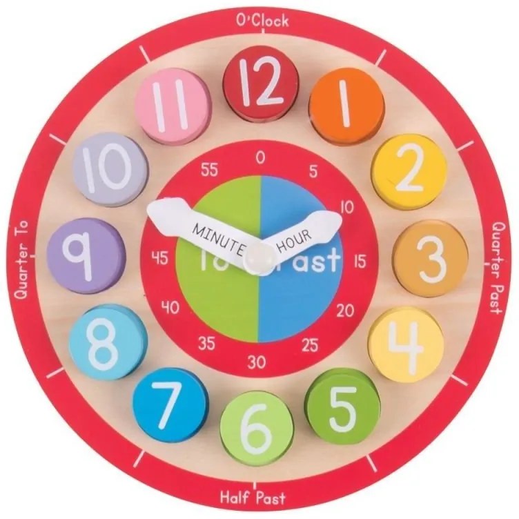 Bigjigs - Дървен образователен часовник-сортер - Кажи времето
