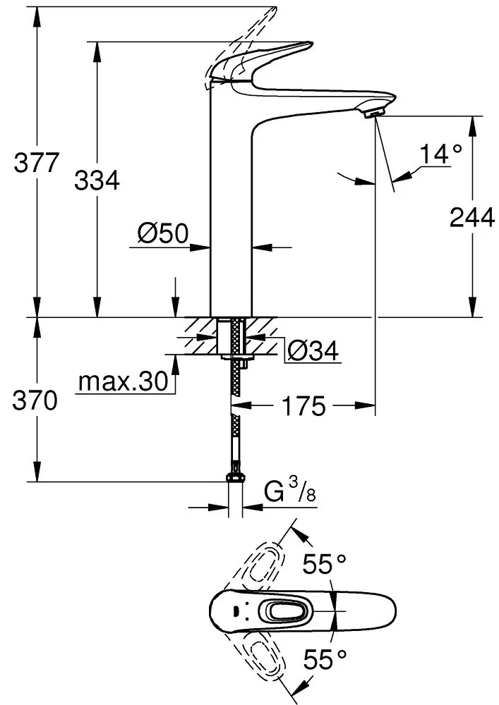 Кран за тоалетна Grohe Eurostyle New Cosmopolitan Maca