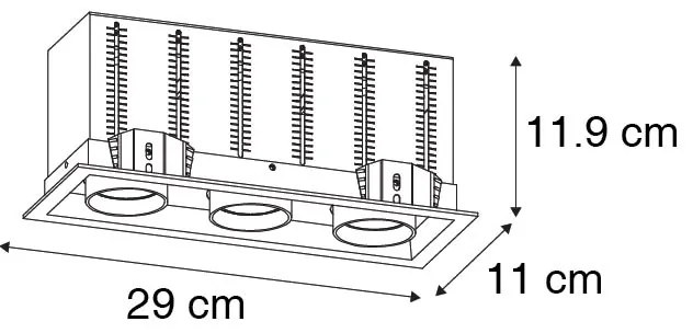 Модерен вграден прожектор черен регулируем 3-светлина - Roof