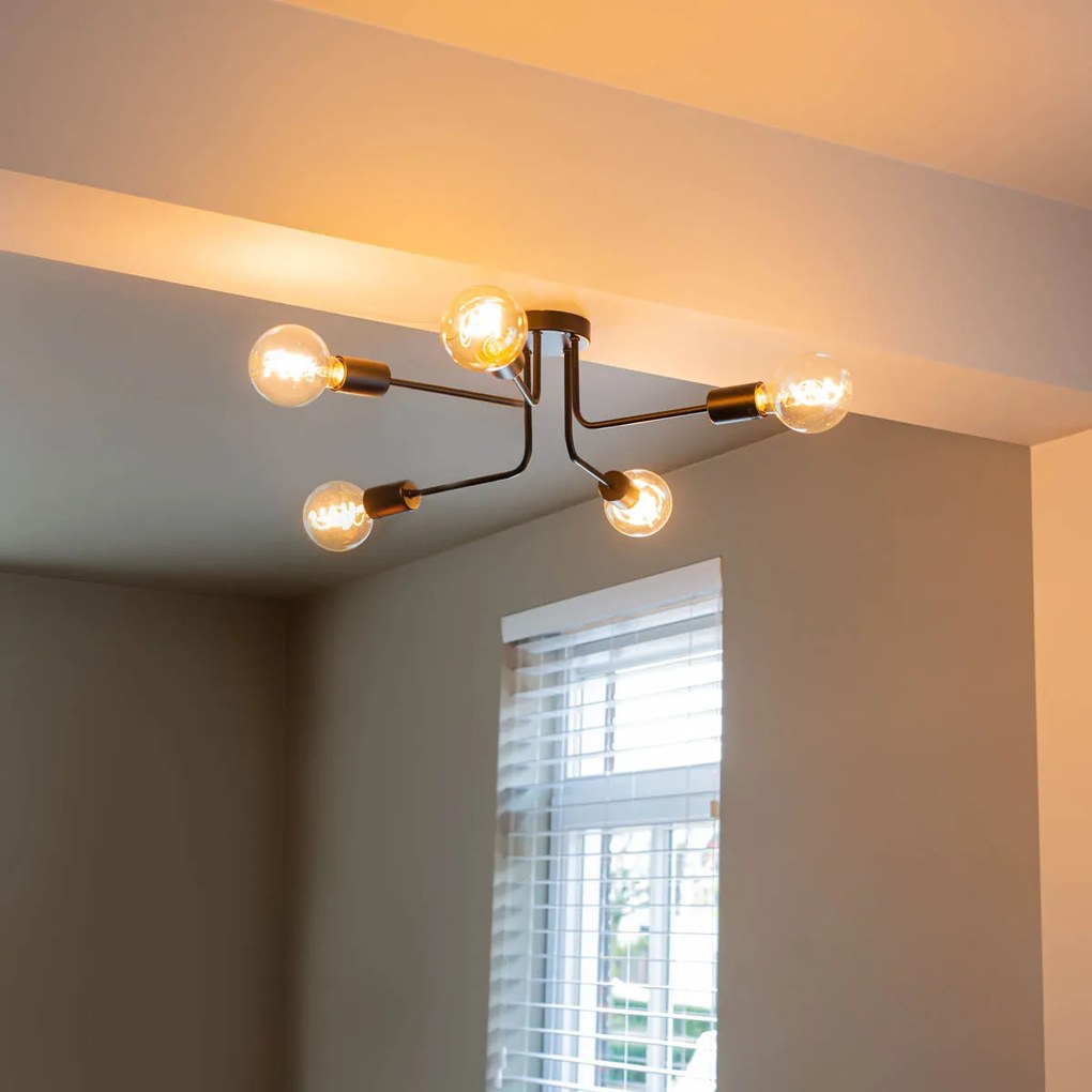 Дизайнерски плафон черен 5-светлина - Facile