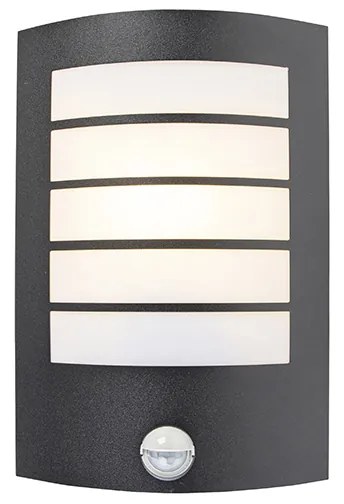 Външна стенна лампа черна IP44 с датчик за движение - Miro