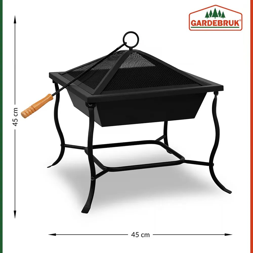 Градинско стоманено огнище 45 × 45 cm