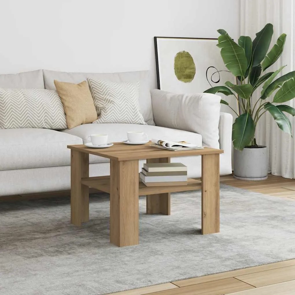 855795 vidaXL Кафе маса, дъб артизан, 60x60x42 см, инженерно дърво