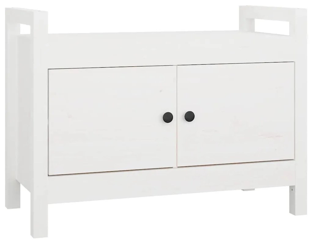 821780 vidaXL Пейка за антре, бяла, 80x40x60 см, борово дърво масив