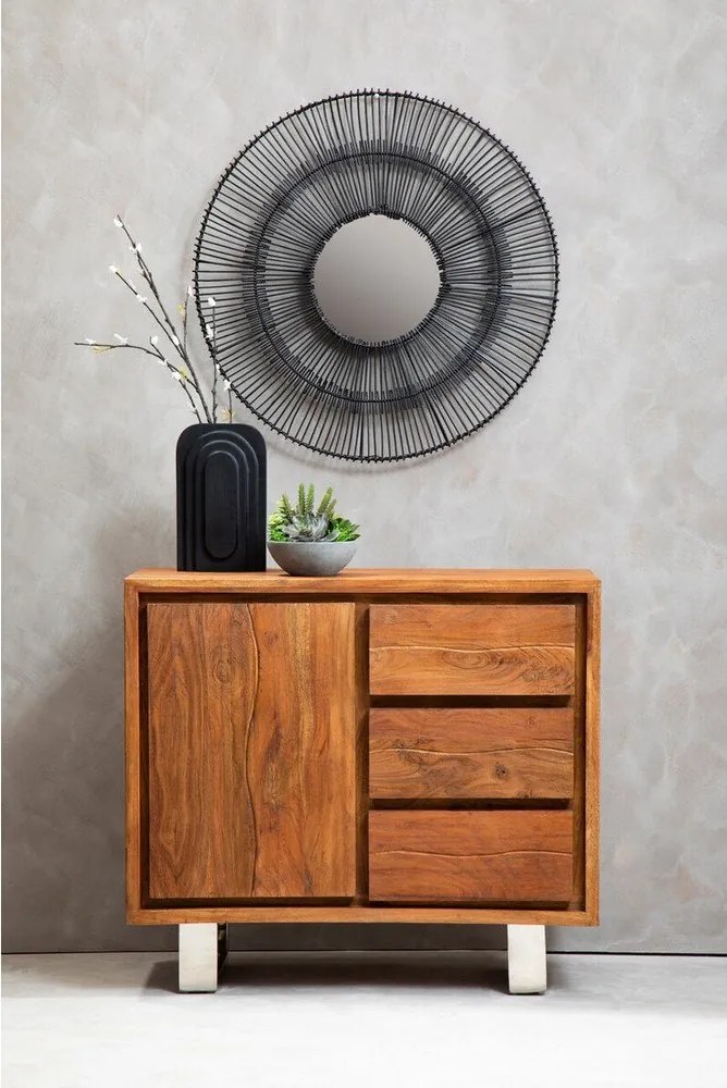 Скрин от масивна акация в тъмно естествен цвят 92x82x40 cm Simla – Premier Housewares