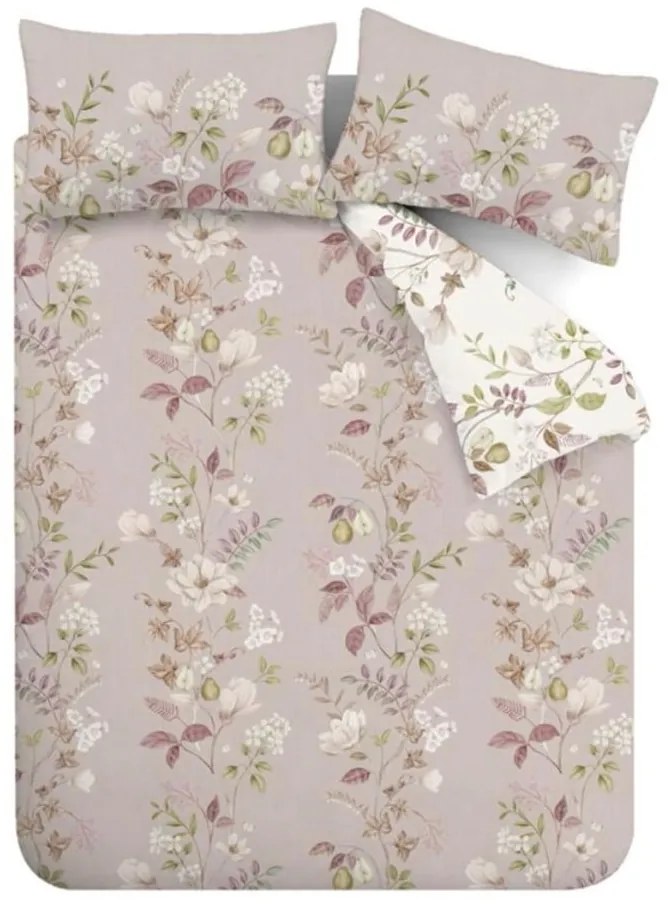 Розово единично памучно спално бельо 135x200 cm Francesca Floral – Bianca