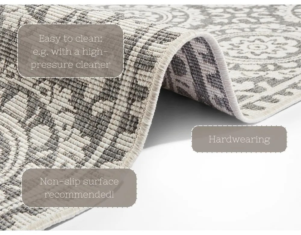 Сив и кремав килим на открито , 80 x 250 cm Jardin - NORTHRUGS