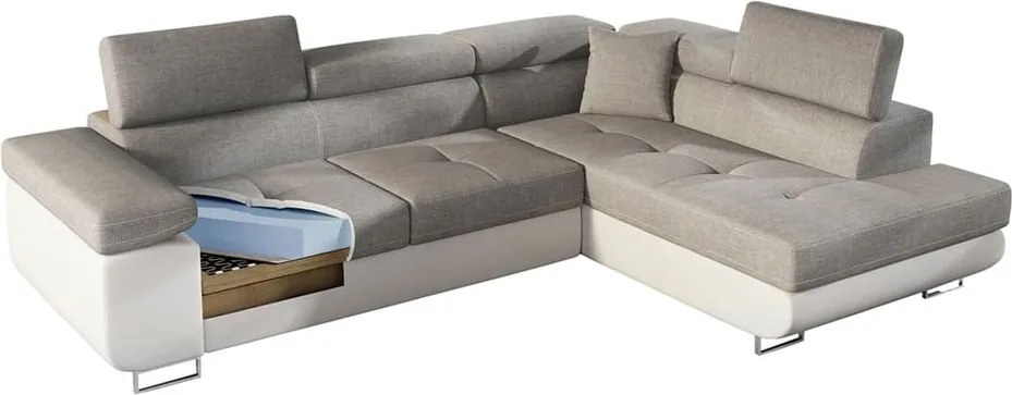 Син разтегателен ъглов диван с място за съхранение (десен ъгъл L форма) Anton – ELTAP