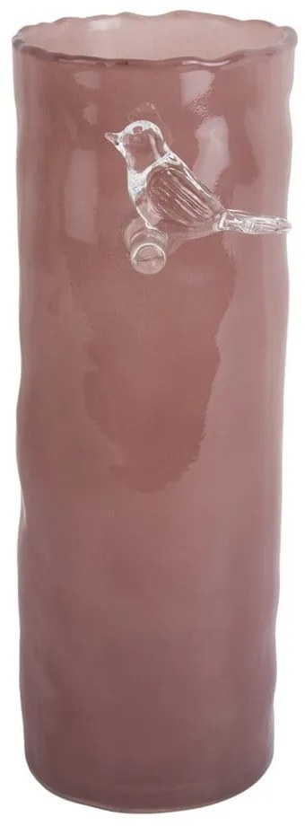 Розова стъклена ваза (височина 27 cm) Bird On Branch – PT LIVING