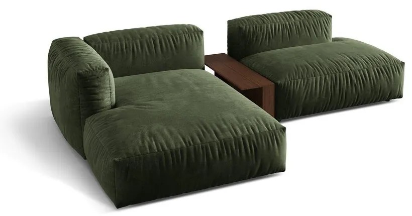 Зелен кадифен модулен ъглов диван (ляв ъгъл) Martina – Micadoni
