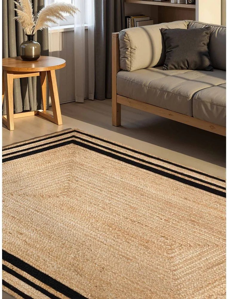 Черен/в естествен цвят двустранен/ръчно изработен ютен килим 160x230 cm Jutta – Hanse Home