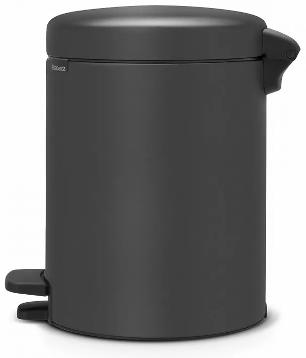 Кош за боклук с педал Brabantia NewIcon 1001103, 5 л, Плавно затваряне, Противоплъзгаща основа, Минерално покритие, Тъмносив