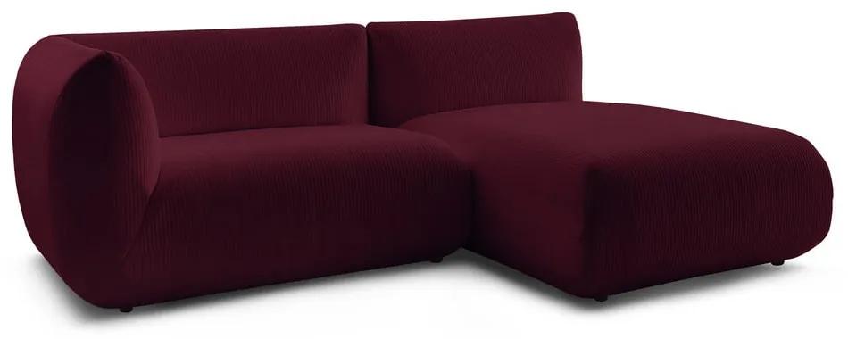 Ъглов диван от велур в цвят бордо (десен ъгъл) Lecomte - Bobochic Paris
