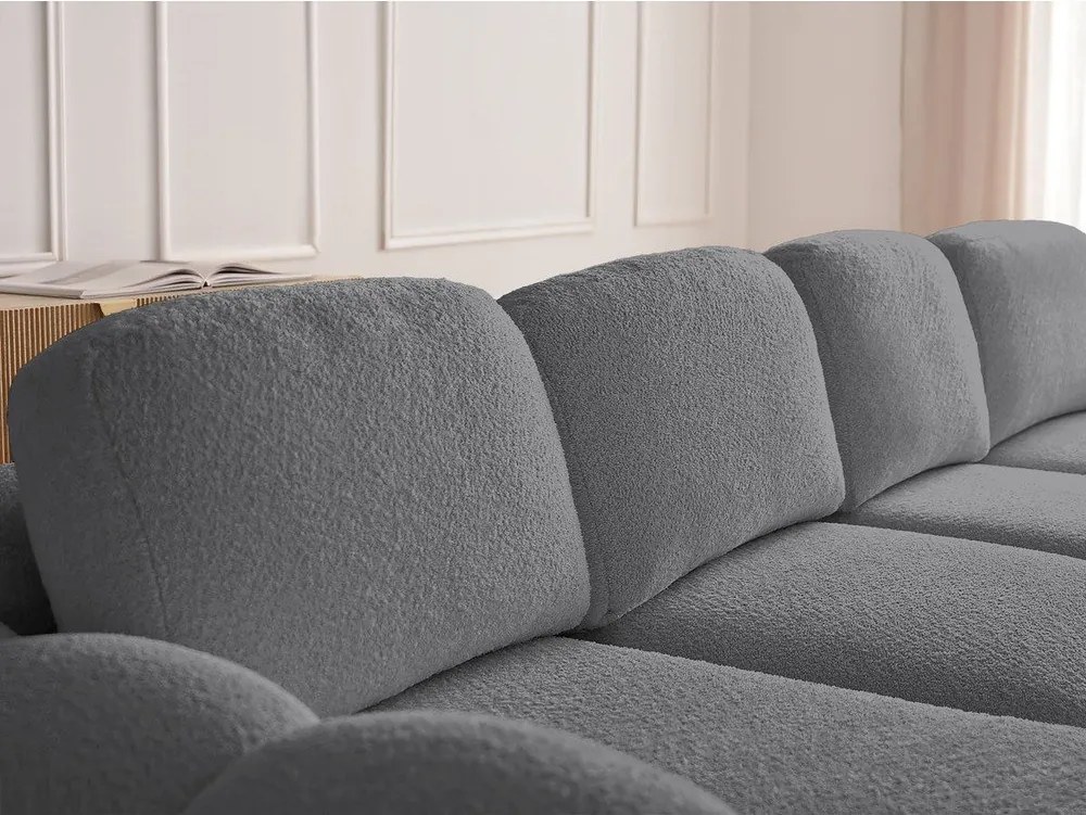 Сив сгъваем/с място за съхранение ъглов диван от прежда с примки от букле (ляв ъгъл) Montaigne – Bobochic Paris