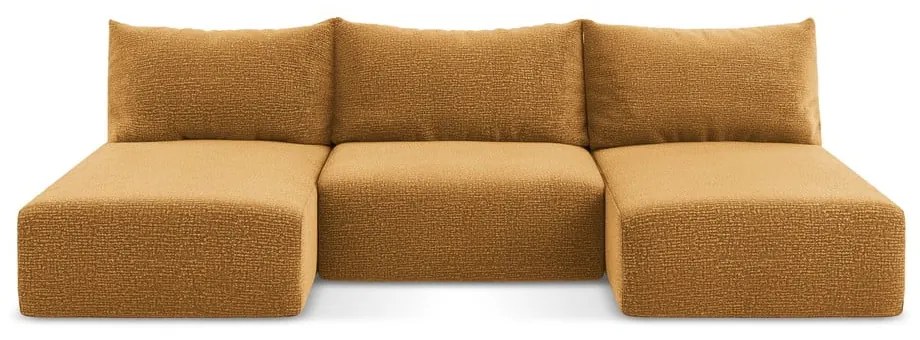 Оранжев разтегателен ъглов диван с място за съхранение Kalena – Makamii