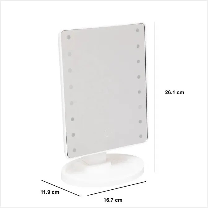 Огледало за баня 5five, LED, Правоъгълно, 16x28 cm, Бяло