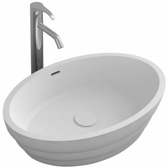 Мивка за баня ICB 684W, монтаж върху плот, iStone, бял, 60x40x15см