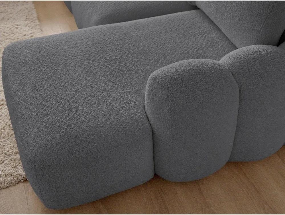 Сив сгъваем/с място за съхранение ъглов диван от прежда с примки от букле (десен ъгъл) Montaigne – Bobochic Paris