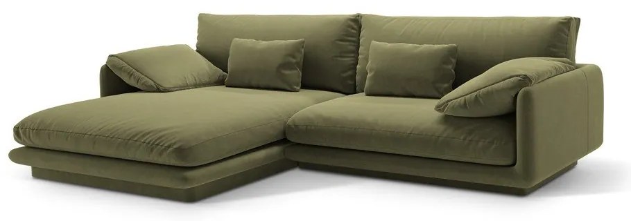 Светлозелен кадифен ъглов диван (ляв ъгъл) Torino – Micadoni